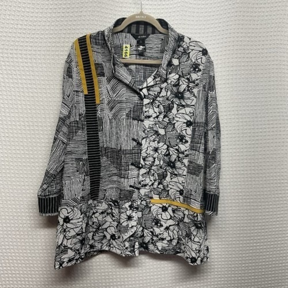 NWT Ali Miles Long Sleeve Button Wire Collar Office Jacket Shirt Women XL China